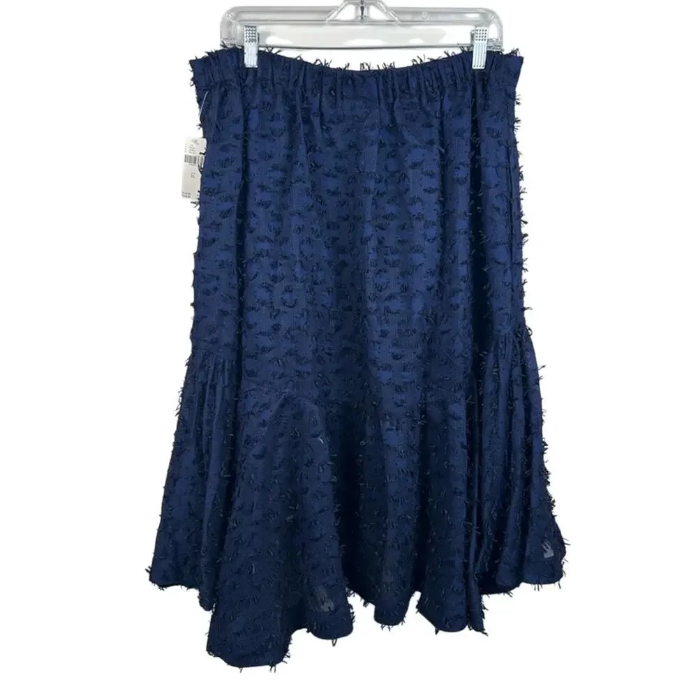 Anthropologie Maeve Miranda Skirt XL Navy Textured Pull On Women’s NWT